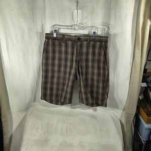 Island Republic Men's Size 32 Brown And Tan Plaid Shorts